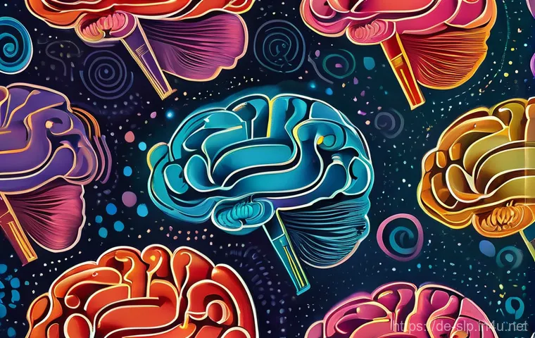 인지 치료와 언어 치료의 통합 - **Prompt:** A dynamic and abstract visual representation of the human brain as a bustling, harmoniou...