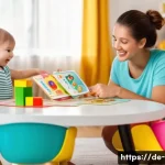 구술 치료와 치료법 - A warm, inviting speech therapy session with a young toddler wearing a colorful diaper, engaged in p...